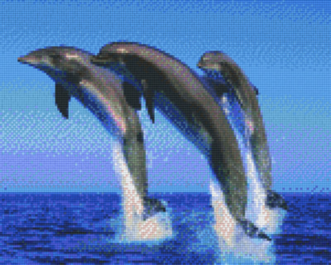 Three Dolphins Nine [9] Baseplate PixelHobby Mini-mosaic Art Kit image 0